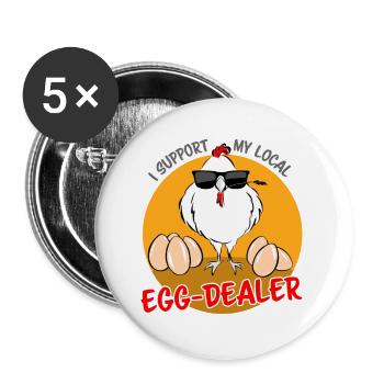 Je soutiens mon marchand d’œufs orange local - Lot de 5 grands badges (56 mm) - blanc - Devant