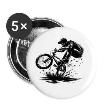BMX Bike Bike Trick cadeau - Lot de 5 grands badges (56 mm) - blanc - Devant