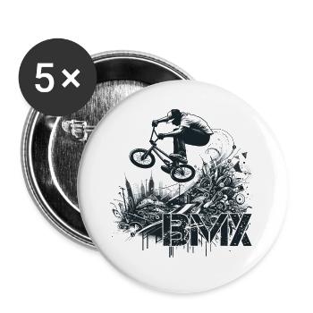 BMX Bike Bike Trick City Gift - Buttons large 2.2''/56 mm (5-pack) - white - Front