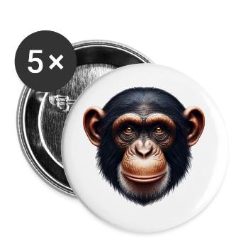 Chimpanzee Monkey - Buttons large 2.2''/56 mm (5-pack) - white - Front