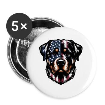 Rottweiler USA dog design - Buttons large 2.2''/56 mm (5-pack) - white - Front