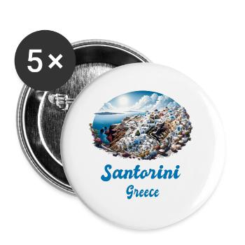 Santorini Greece Travel to Akrotiri Volcano - Buttons large 2.2''/56 mm (5-pack) - white - Front