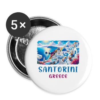 Santorini Greece ocean vacation trips - Buttons large 2.2''/56 mm (5-pack) - white - Front