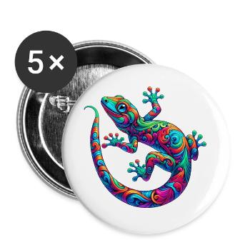 Gecko - Buttons groß 56 mm (5er Pack) - Weiß - Vorne