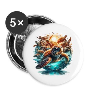 Turtles World Wonder Turtle Gift - Buttons large 2.2''/56 mm (5-pack) - white - Front