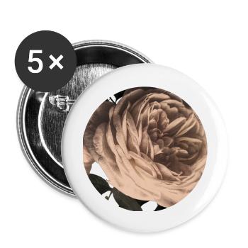 Rosenblüte - Buttons groß 56 mm (5er Pack) - Weiß - Vorne