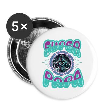 SUPER PAPA - Lot de 5 grands badges (56 mm) - blanc - Devant