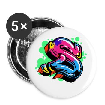 Street Art Graffiti Art Drawing Illustration - Buttons large 2.2''/56 mm (5-pack) - white - Front