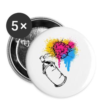 Graffiti Sprayer Spray Can Drawing Illustration - Buttons large 2.2''/56 mm (5-pack) - white - Front