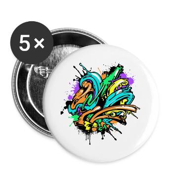 Graffiti Art Drawing Illustration Street Art - Buttons large 2.2''/56 mm (5-pack) - white - Front