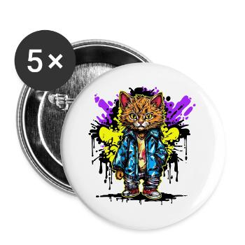 Art, Street Art, Wildstyle, Graffiti, Drawing - Buttons large 2.2''/56 mm (5-pack) - white - Front