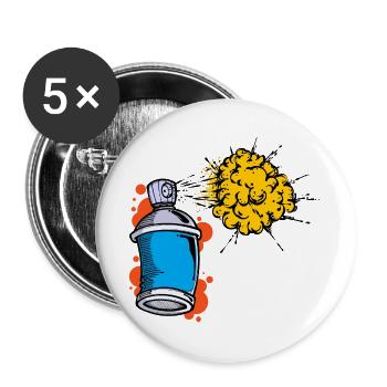 Dessin Illustration Graffiti Spray Aérosol Pulvérisateur - Lot de 5 grands badges (56 mm) - blanc - Devant