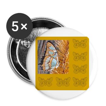 Schmetterling - Buttons groß 56 mm (5er Pack) - Weiß - Vorne