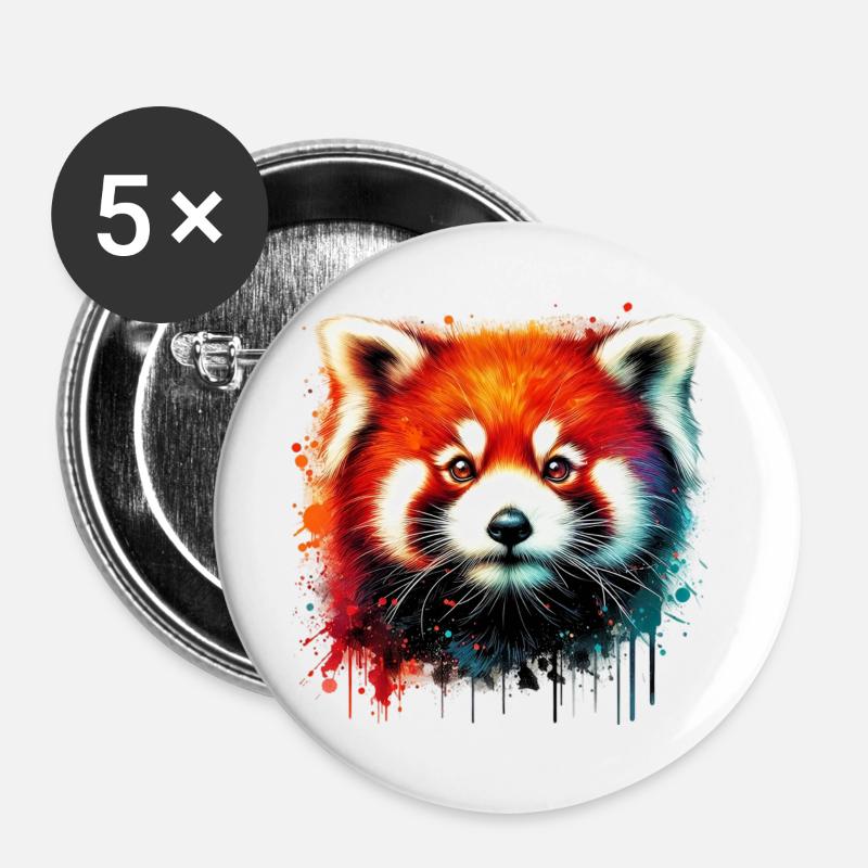 Red panda - Buttons large 2.2''/56 mm (5-pack) - white