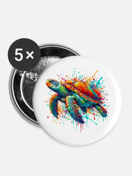 Schildkröte - Buttons groß 56 mm (5er Pack) - Weiß