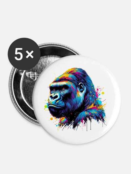 Gorilla - Buttons groß 56 mm (5er Pack) - Weiß