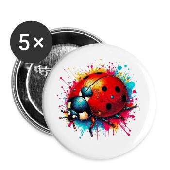 Coccinelle - Lot de 5 grands badges (56 mm) - blanc - Devant