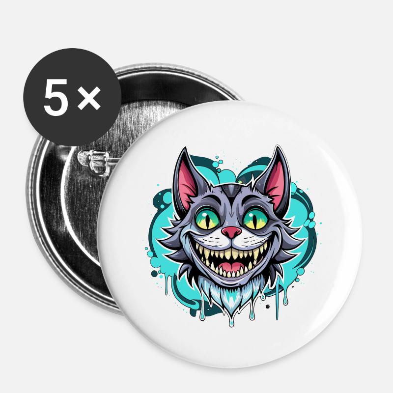happy cat - Buttons groß 56 mm (5er Pack) - Weiß