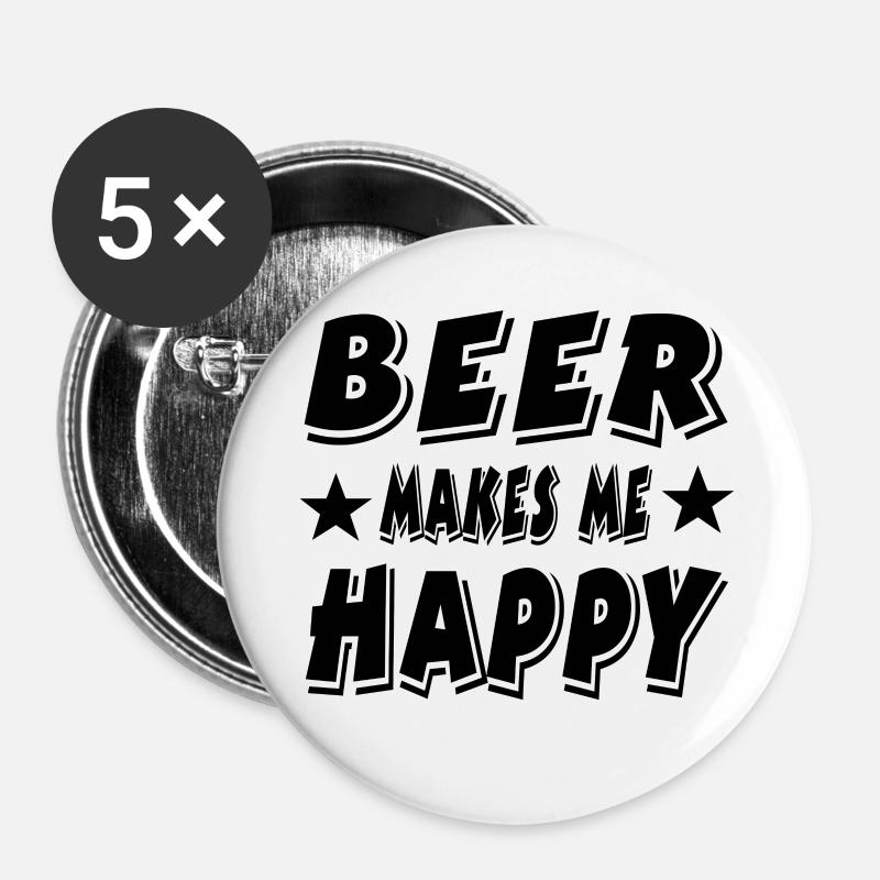 Bier - Buttons groß 56 mm (5er Pack) - Weiß