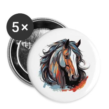 Portrait de cheval - Lot de 5 grands badges (56 mm) - blanc - Devant