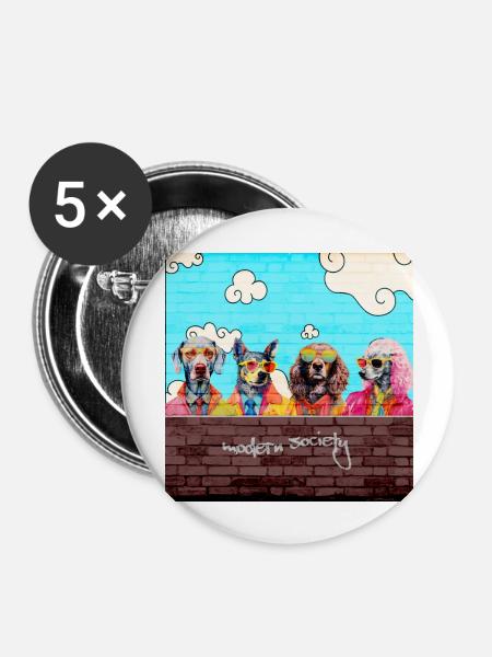 Modern Society - Buttons groß 56 mm (5er Pack) - Weiß