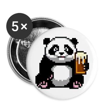 Pixel Panda Pint Zeit - Buttons groß 56 mm (5er Pack) - Weiß - Vorne
