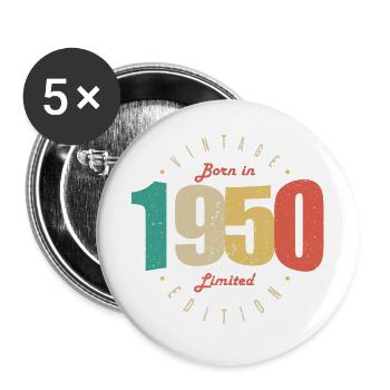 1950er Jahre Vintage Retro Geburtstagsgeschenk 1950er Jahre - Buttons groß 56 mm (5er Pack) - Weiß - Vorne