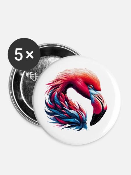 Flamingo - Buttons groß 56 mm (5er Pack) - Weiß