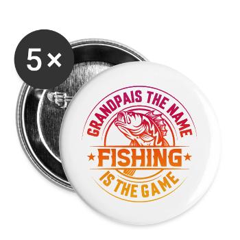 fisch, fisch, angeln, see, meer, angeln, fauna, exotisch - Buttons groß 56 mm (5er Pack) - Weiß - Vorne