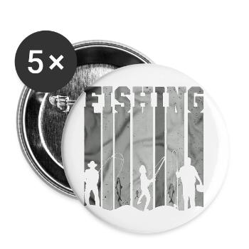 fisch, fisch, angeln, see, meer, angeln, fauna, exotisch - Buttons groß 56 mm (5er Pack) - Weiß - Vorne