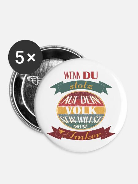 Stolzer Imker - Buttons groß 56 mm (5er Pack) - Weiß