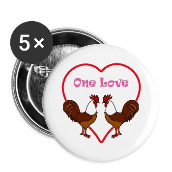 Roosters Men One Love Love In Love Statement - Buttons large 2.2''/56 mm (5-pack) - white - Front