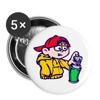 Street Art Wildstyle Sprayer Graffiti Spray Can - Buttons large 2.2''/56 mm (5-pack) - white - Front