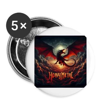 Dragon de métal lourd - Lot de 5 grands badges (56 mm) - blanc - Devant