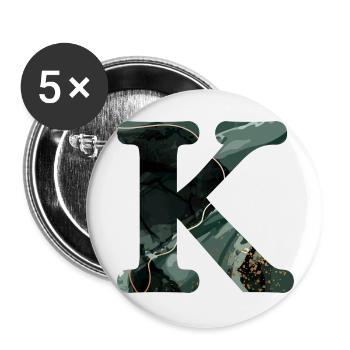 Lettre k marbré vert - Lot de 5 grands badges (56 mm) - blanc - Devant