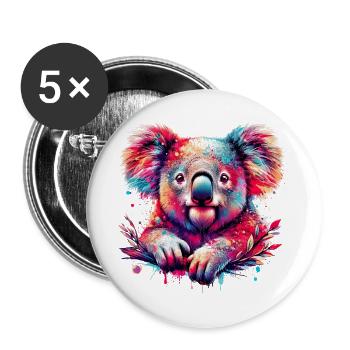 Koala - Buttons groß 56 mm (5er Pack) - Weiß - Vorne