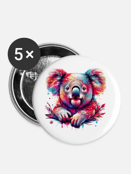 Koala - Buttons groß 56 mm (5er Pack) - Weiß