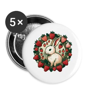 Lapin de printemps - Lot de 5 grands badges (56 mm) - blanc - Devant