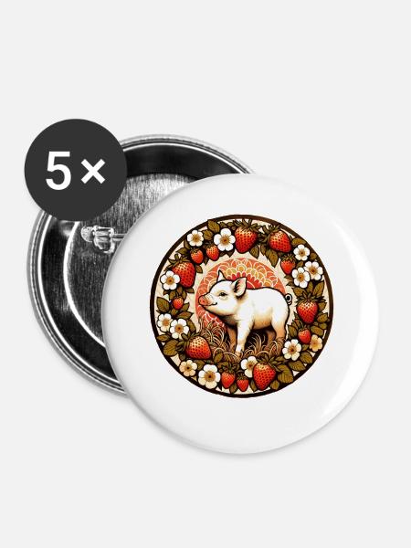 Ferkel - Buttons groß 56 mm (5er Pack) - Weiß