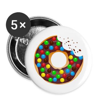 donut croquer manger boucher patisserie 12 34 Q - Lot de 5 grands badges (56 mm) - blanc - Devant