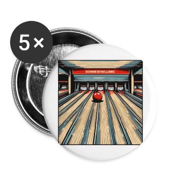 Bowling / Kegeln / Bowlingbahn / Pin / Strike - Buttons groß 56 mm (5er Pack) - Weiß - Vorne