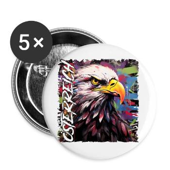 Austria Design with Eagle for Austrians - Buttons large 2.2''/56 mm (5-pack) - white - Front