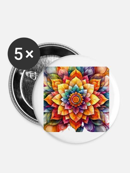 Mandala Time 2 - Buttons groß 56 mm (5er Pack) - Weiß