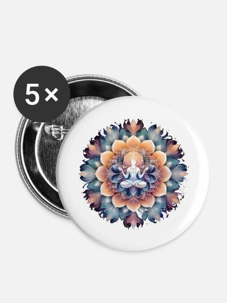 Mandala Time 4 - Buttons groß 56 mm (5er Pack) - Weiß