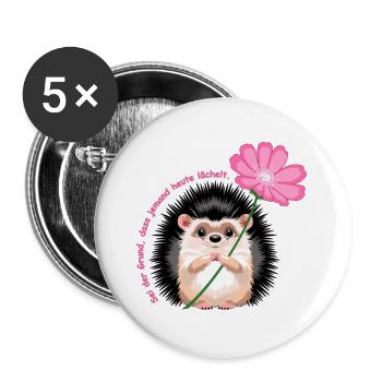motiv_igel_text - Lot de 5 grands badges (56 mm) - blanc - Devant