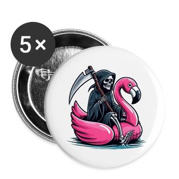 Feiertags-Sensenmann - Buttons groß 56 mm (5er Pack) - Weiß - Vorne