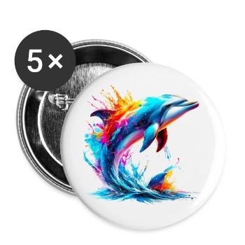 Dauphin - Lot de 5 grands badges (56 mm) - blanc - Devant