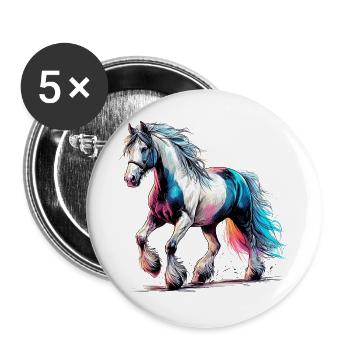 Horse - Buttons large 2.2''/56 mm (5-pack) - white - Front