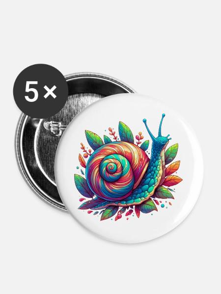 Schnecke - Buttons groß 56 mm (5er Pack) - Weiß
