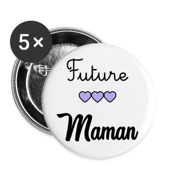 WERDENDE MAMA - Buttons groß 56 mm (5er Pack) - Weiß - Vorne
